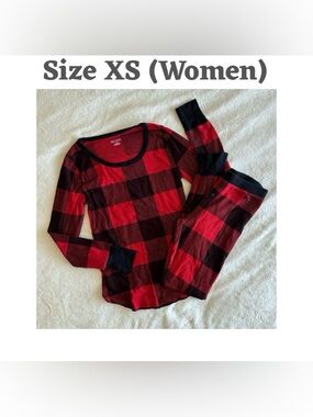 Old Navy Women's XS Plaid Waffle Knit Pajama Set Red Black Cotton
